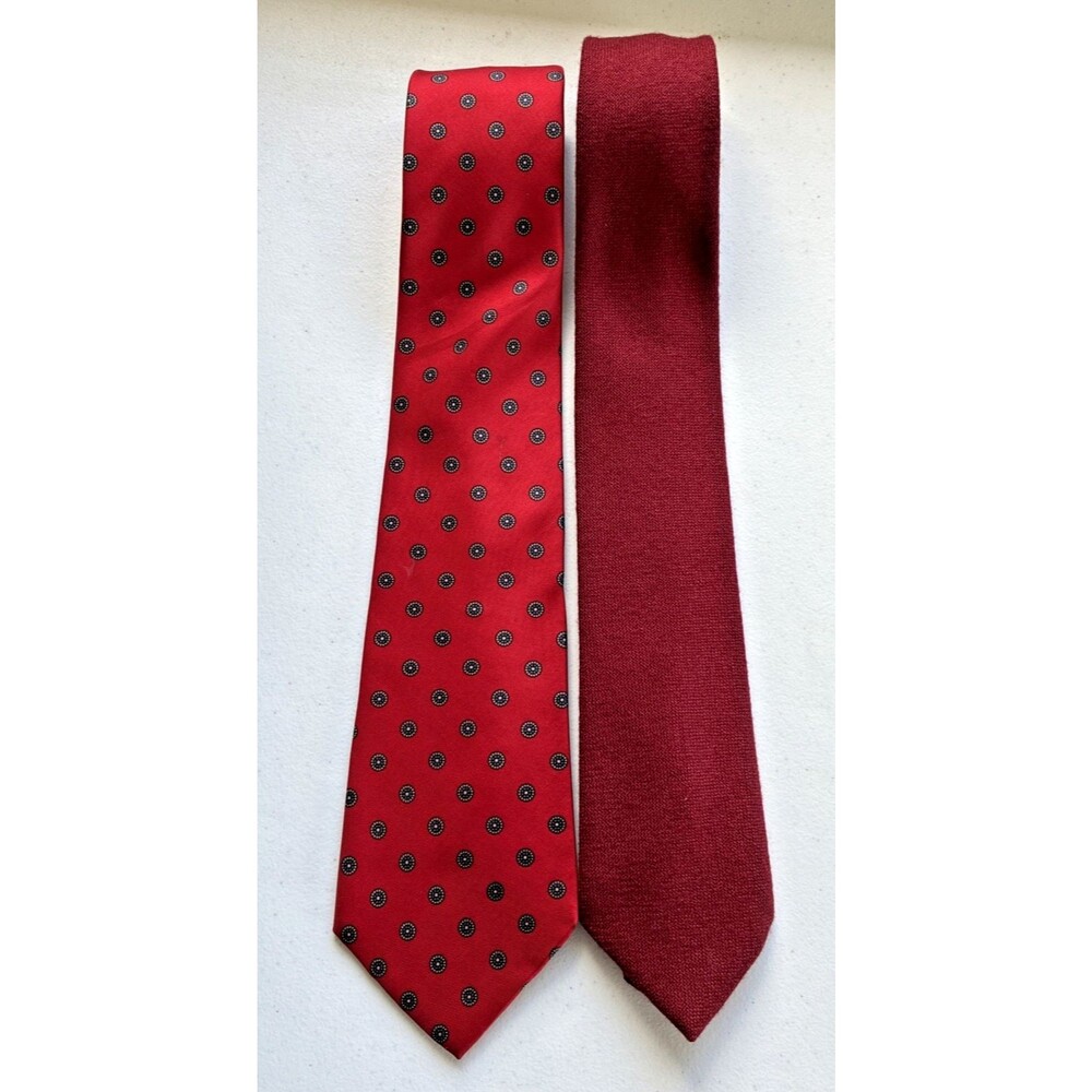 Neil Martin Vintage Set Silk/Wool Ties Red/Burgundy - Handmade in USA